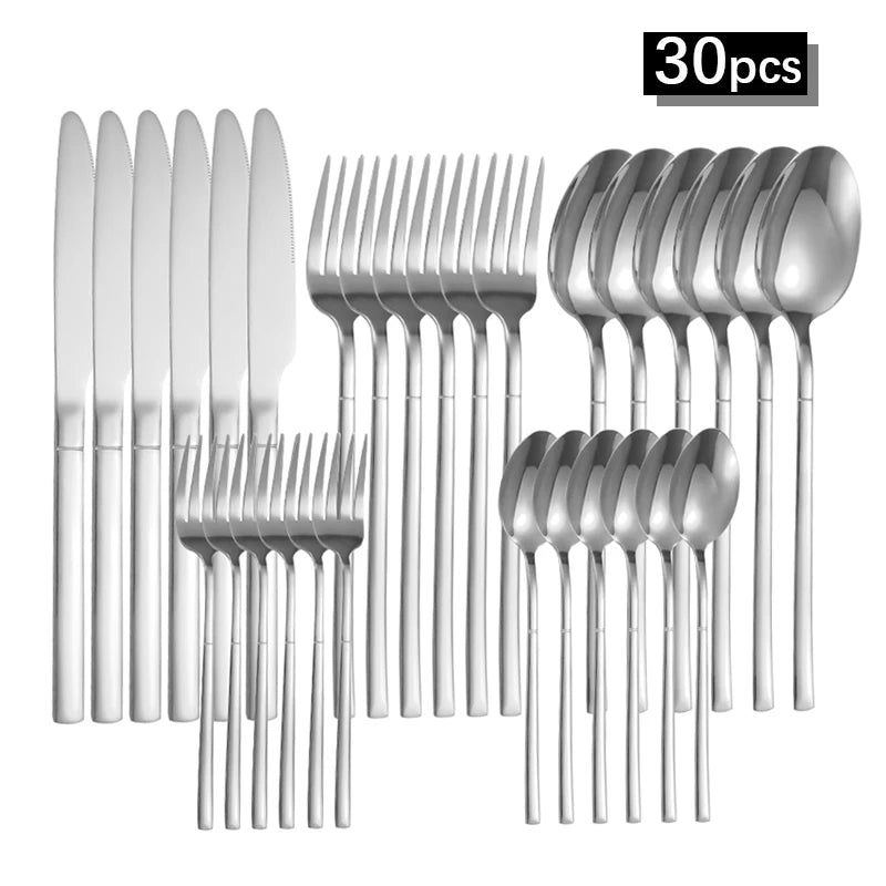 Silver Elegance β Exquisite Stainless Steel Cutlery Set for Gourmet Dining