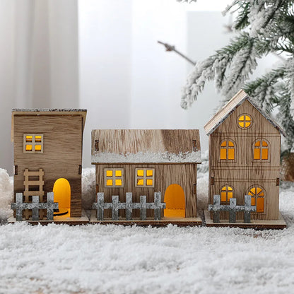 Festive Light-Up Wooden House Ornament – Cosy Christmas LED Cabin Décor
