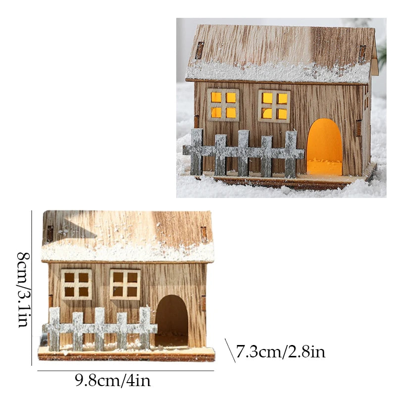 Festive Light-Up Wooden House Ornament – Cosy Christmas LED Cabin Décor