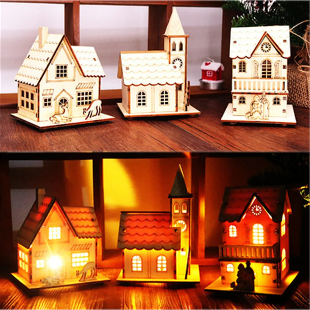 Festive Light-Up Wooden House Ornament – Cosy Christmas LED Cabin Décor