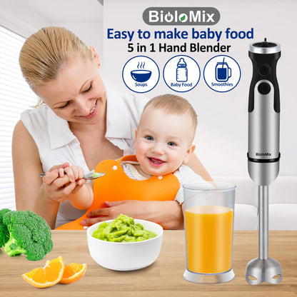 BioloMix 1200W 5-in-1 Hand Blender – Complete Kitchen Mixing System