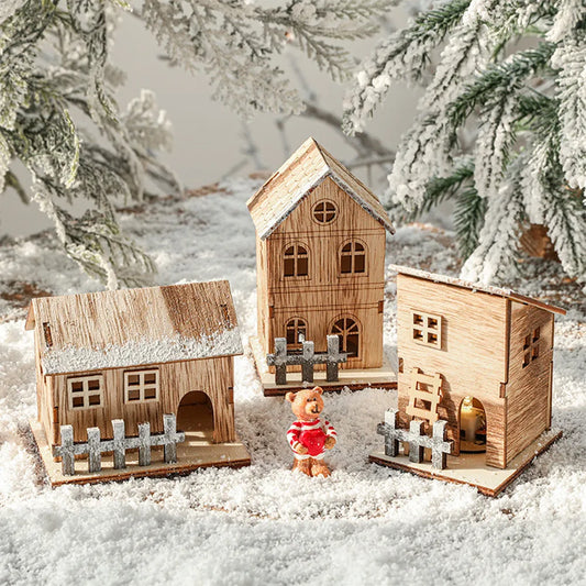 Festive Light-Up Wooden House Ornament – Cosy Christmas LED Cabin Décor