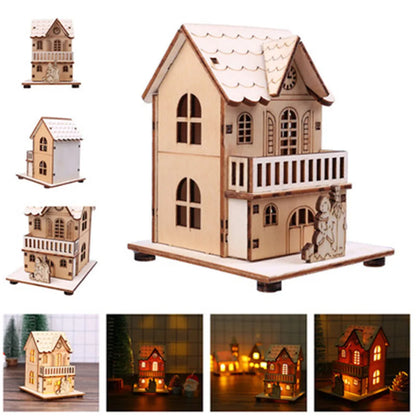 Festive Light-Up Wooden House Ornament – Cosy Christmas LED Cabin Décor