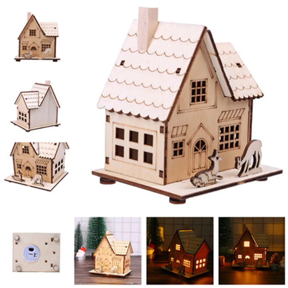 Festive Light-Up Wooden House Ornament – Cosy Christmas LED Cabin Décor