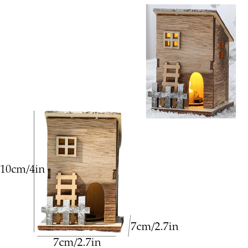 Festive Light-Up Wooden House Ornament – Cosy Christmas LED Cabin Décor