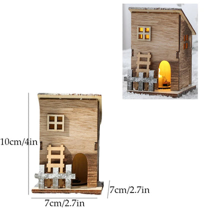 Festive Light-Up Wooden House Ornament – Cosy Christmas LED Cabin Décor
