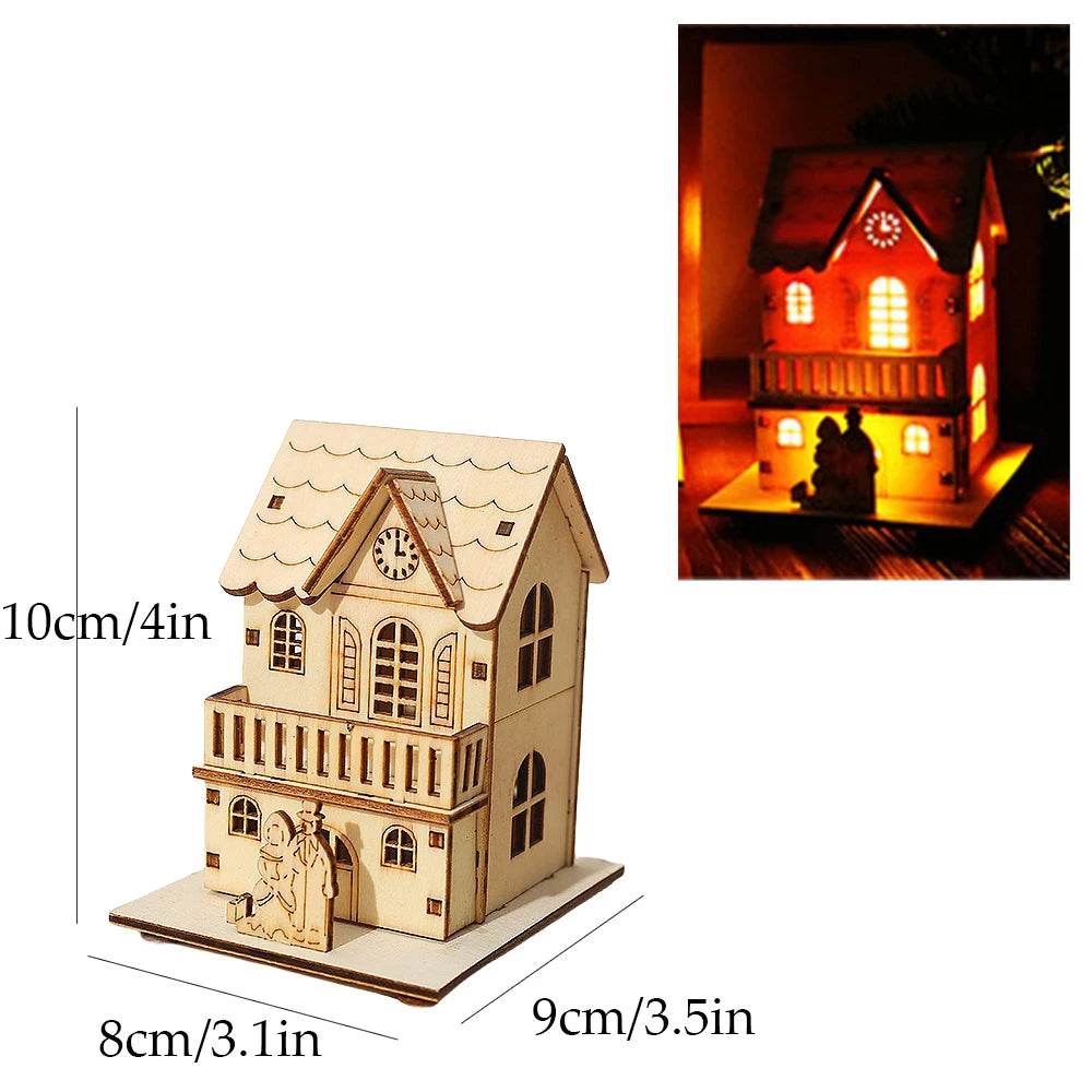 Festive Light-Up Wooden House Ornament – Cosy Christmas LED Cabin Décor