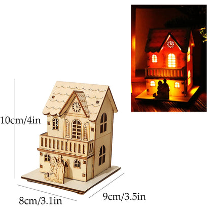 Festive Light-Up Wooden House Ornament – Cosy Christmas LED Cabin Décor