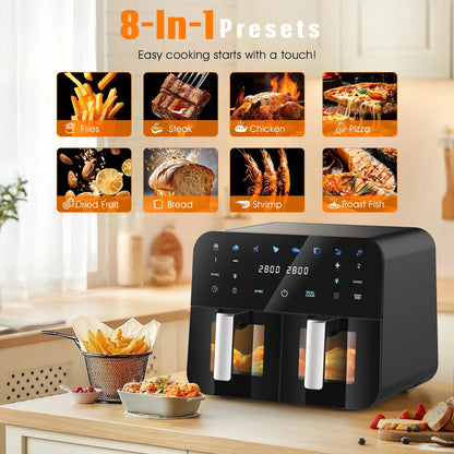 9L Dual Basket Digital Air Fryer – 2400W