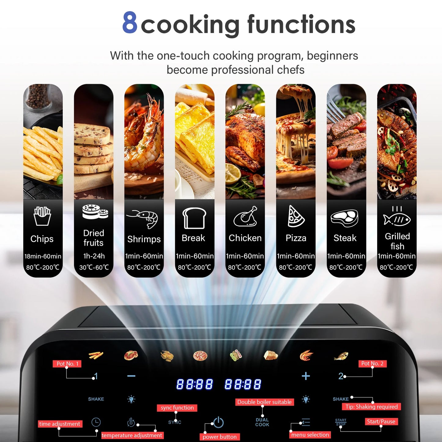 9L Dual Air Fryer with Viewing Window