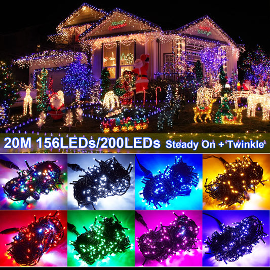 Winter Night Glimmer – 20M Black Wire LED Christmas Fairy Lights