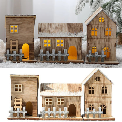 Festive Light-Up Wooden House Ornament – Cosy Christmas LED Cabin Décor