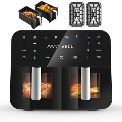 9L Dual Basket Digital Air Fryer – 2400W
