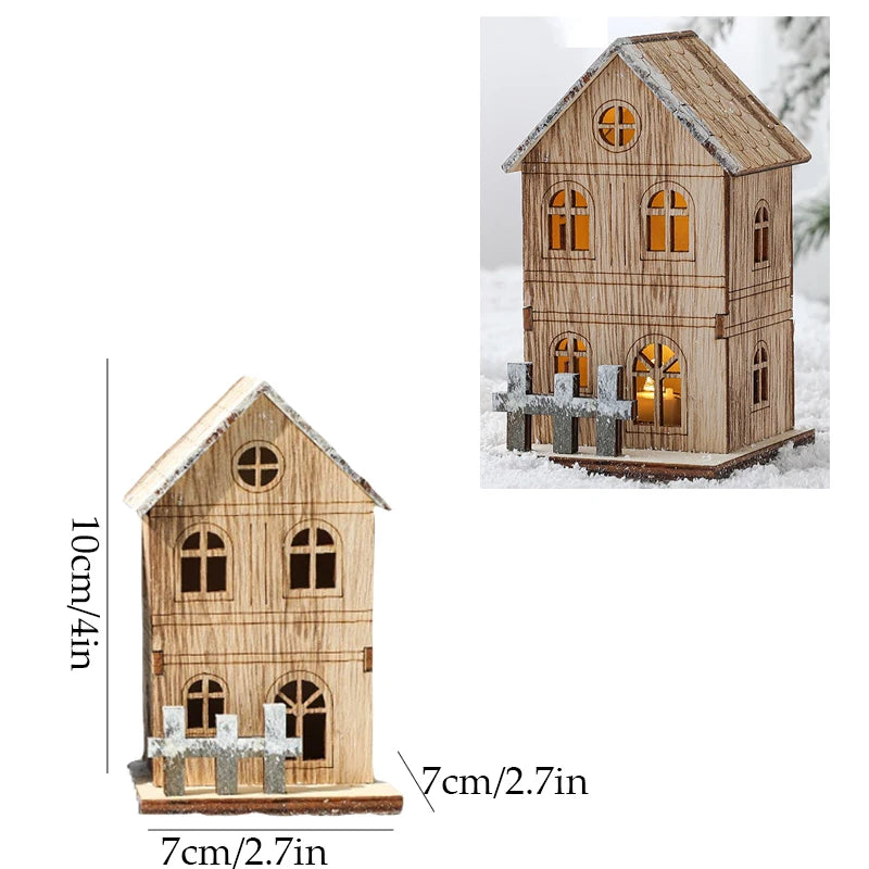 Festive Light-Up Wooden House Ornament – Cosy Christmas LED Cabin Décor