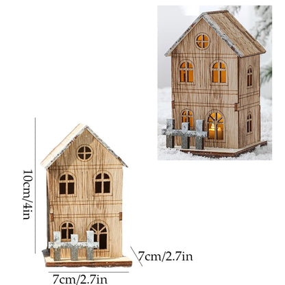 Festive Light-Up Wooden House Ornament – Cosy Christmas LED Cabin Décor