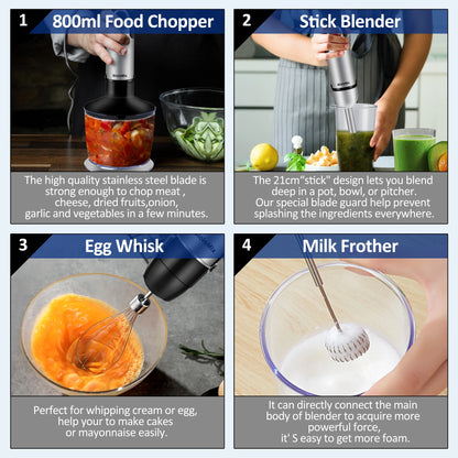 BioloMix 1200W 5-in-1 Hand Blender – Complete Kitchen Mixing System