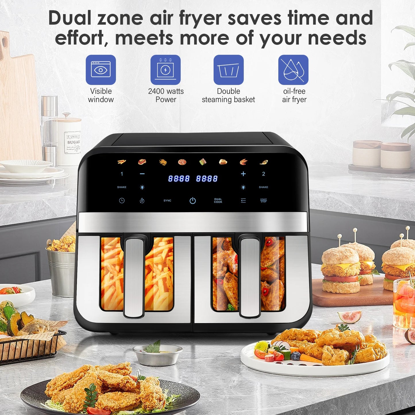 9L Dual Air Fryer with Viewing Window