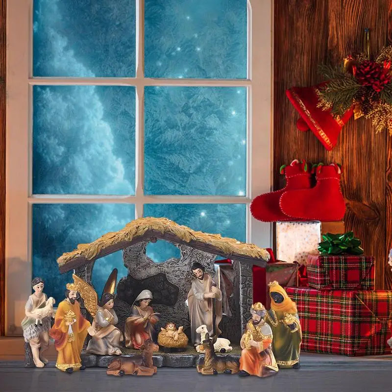 Bethlehem Blessings – 12-Piece Resin Nativity Set for Christmas Display