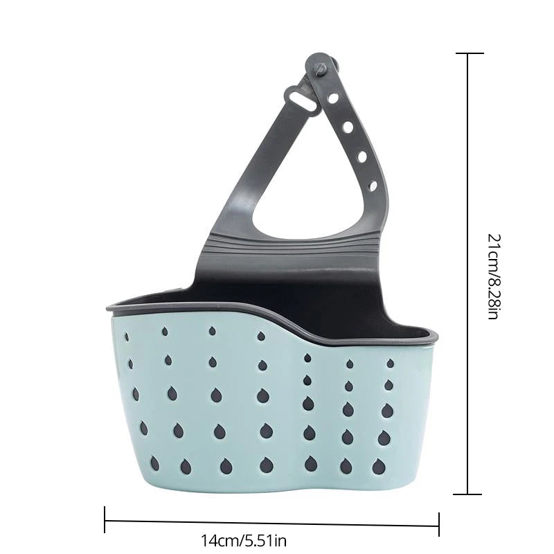 AquaEase – Sky Blue Adjustable Sink Storage & Drainage Rack