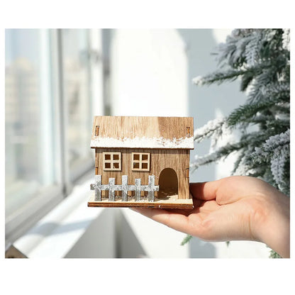 Festive Light-Up Wooden House Ornament – Cosy Christmas LED Cabin Décor