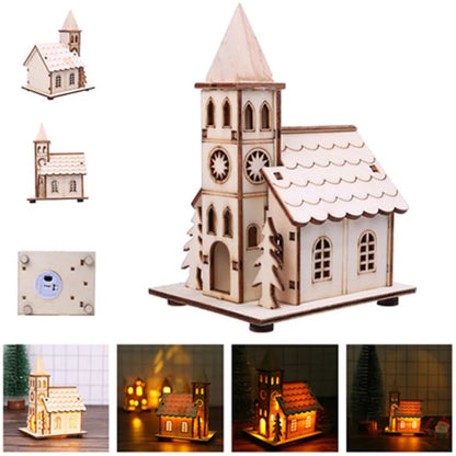 Festive Light-Up Wooden House Ornament – Cosy Christmas LED Cabin Décor