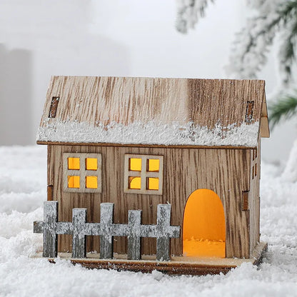 Festive Light-Up Wooden House Ornament – Cosy Christmas LED Cabin Décor