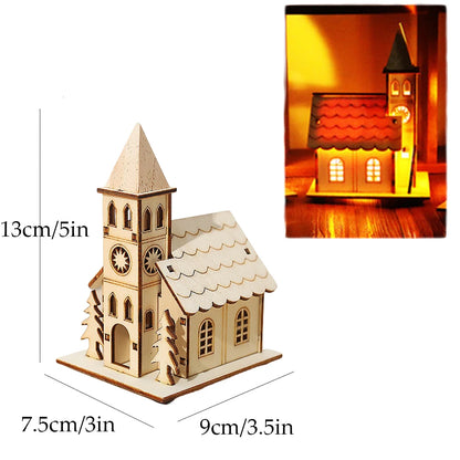 Festive Light-Up Wooden House Ornament – Cosy Christmas LED Cabin Décor