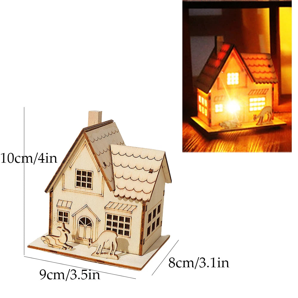 Festive Light-Up Wooden House Ornament – Cosy Christmas LED Cabin Décor