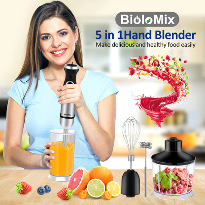 BioloMix 1200W 5-in-1 Hand Blender – Complete Kitchen Mixing System