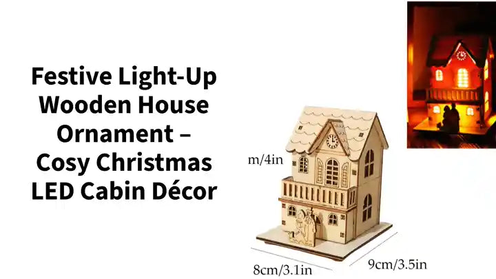 Festive Light-Up Wooden House Ornament &ndash; Cosy Christmas LED Cabin D&eacute;cor by@Outfy